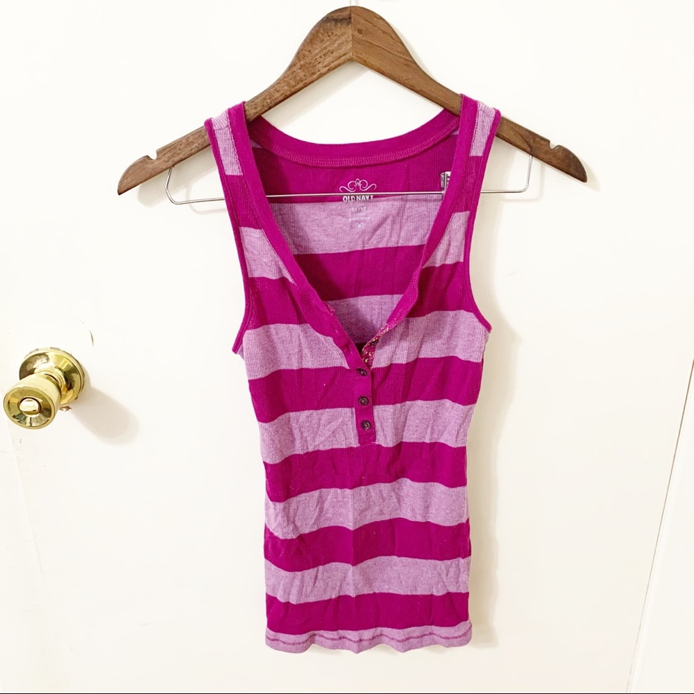 5/$25 Old Navy ribbed striped button tank top M